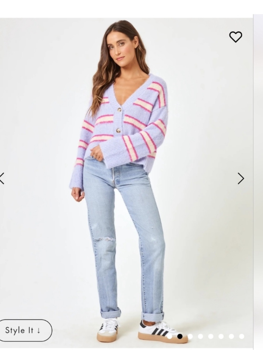 l*space Montauk Lavender Striped V-Neck Button Cardigan Swim Cover Up Sold Out - Picture 2 of 10
